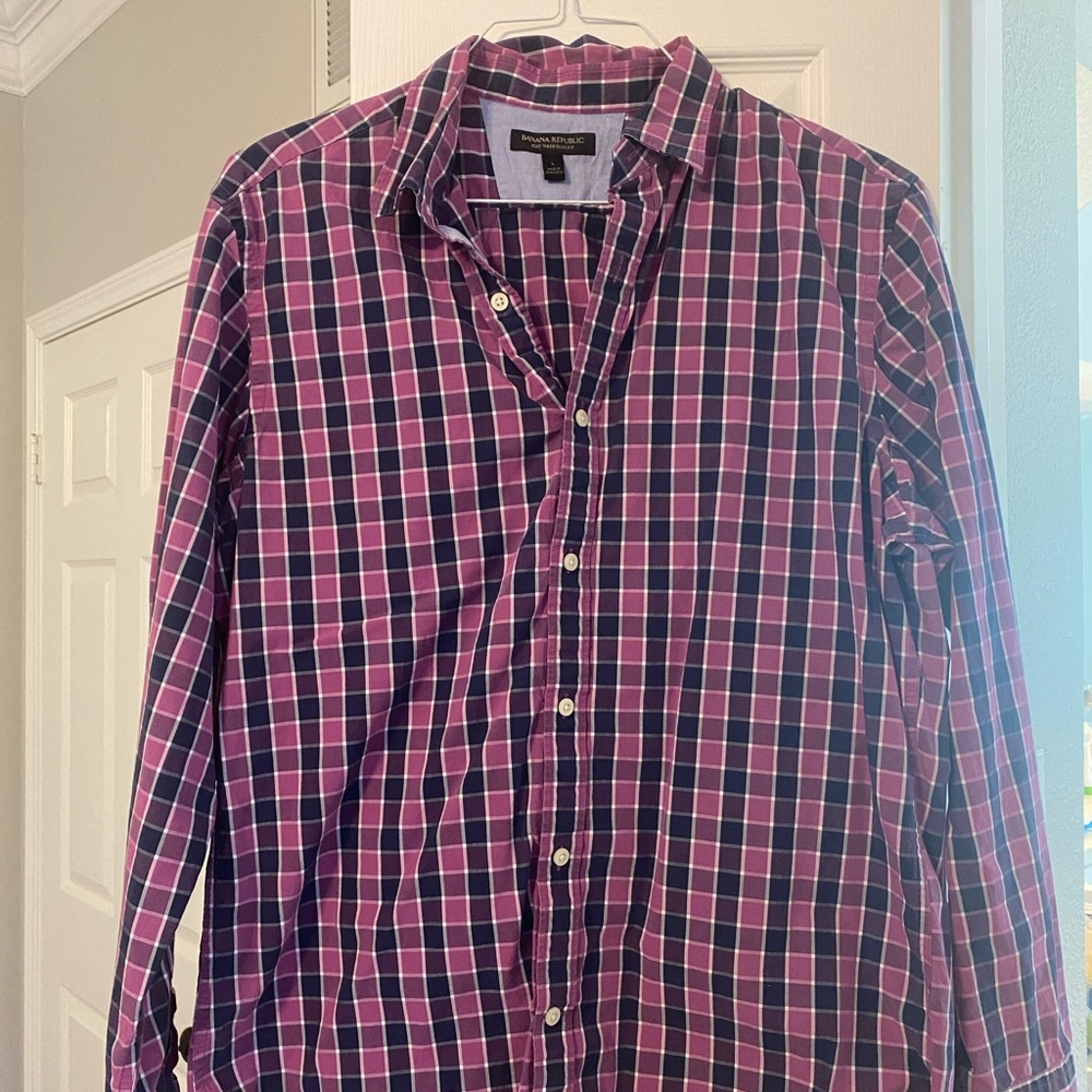 Men’s banana republic plaid button up shirt